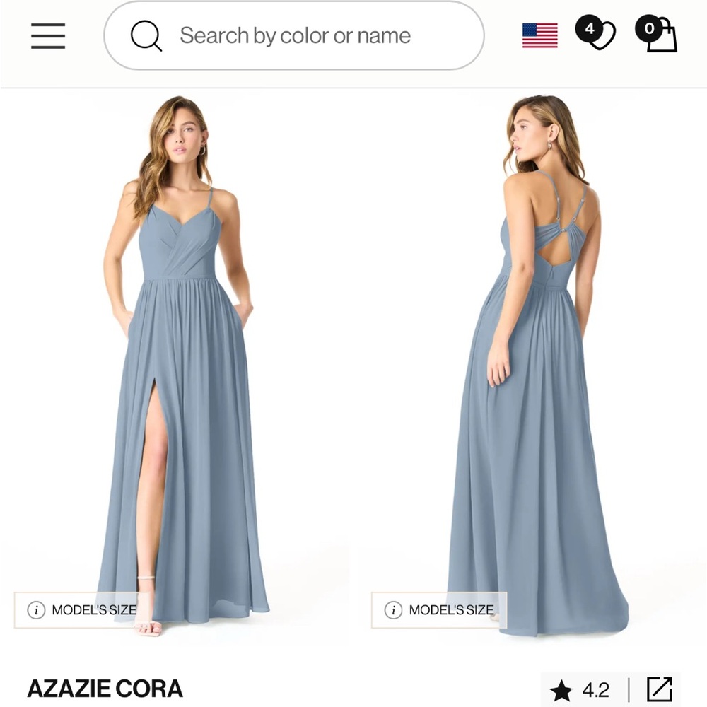 Azazie Cora Blue Dress - bridesmaid or wedding guest - prom - NWT - pockets